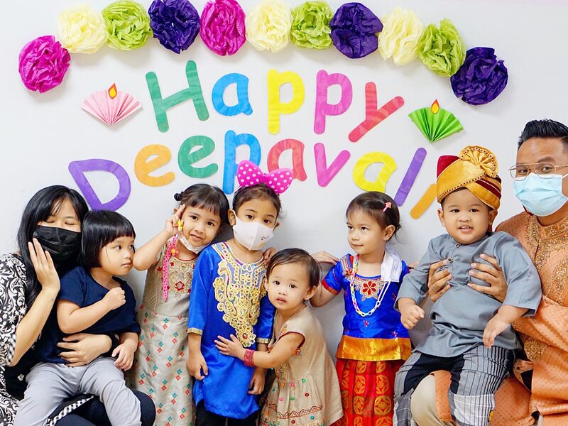 Children dressed for Deepavali at Kidya Childcare
